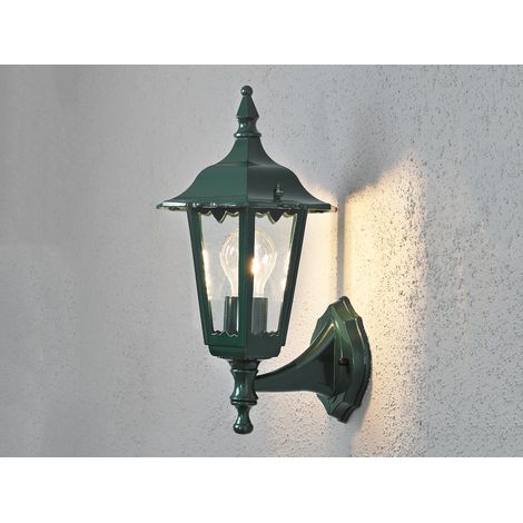Kleine Außenwandleuchte FIRENZE, E27, Aluminium grün, Höhe 36cm (1/4)