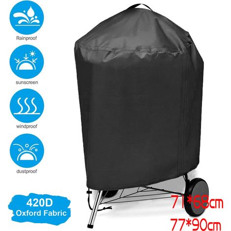 LAN Acier inoxydable 420D argenté (le produit réel ne comporte pas de poignée)1836613072 x 26P x 51H Housse ronde extérieure pour barbecue, résistante à la pluie, à la poussière et au soleil. (1/5)