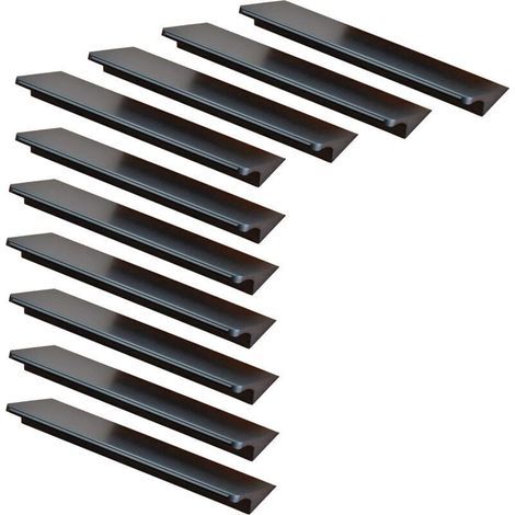 Lot de 10 poignées de porte (cuisine, placard, tiroir, chambre, etc.), entraxe 64 mm, aluminium, vis incluses. (1/4)