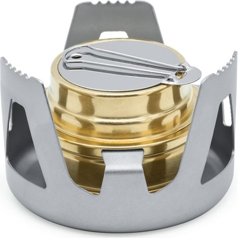 Réchaud Alcool Portable Gris Éléphant 9.5x6.5cm Alliage Aluminium Laiton Combustion Efficace Randonnée Camping 127g (1/5)