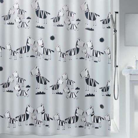 Cortina de ducha de poliéster ZEBI NEGRO 180x200 cm Patrón de cebras Spirella