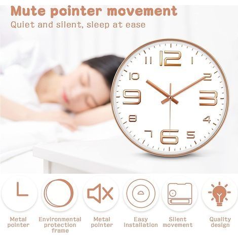 30 cm Wanduhr mit Ziffern, geräuschlose Wanduhr, Kunststoff, Pendelwanduhr, Quarz-Wanduhr, geräuschlos, für Wohnzimmer, Schlafzimmer, Büro, Restaurant usw. (1/4)