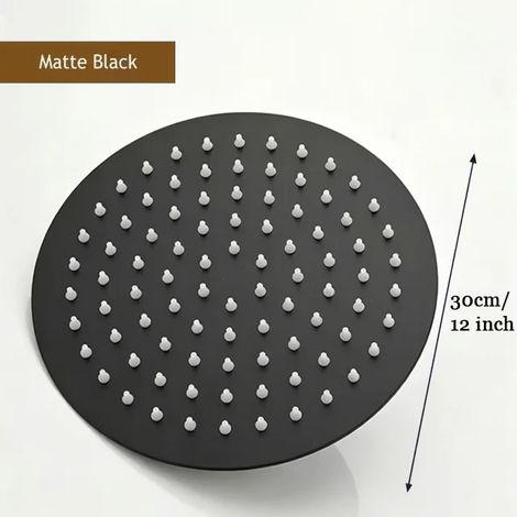Pommeau de douche cascade haute pression en acier inoxydable (12 ronds noirs) - Design carré à haut débit pour salle de bain spa - Pommeau de douche effet cascade - Design carré pour un débit optimal (1/5)