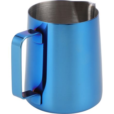 Pitcher à lait pour latte, 350ml, sans échelle, idéal pour mousser et réaliser des arts café - Bleu