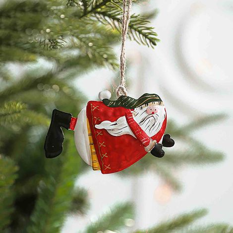 Pendentif Santa - En Fer Forgé - Décoration De Sapin De Noël - Pour Arbre Porte Mur Jardin - Lot De 1 (1/3)