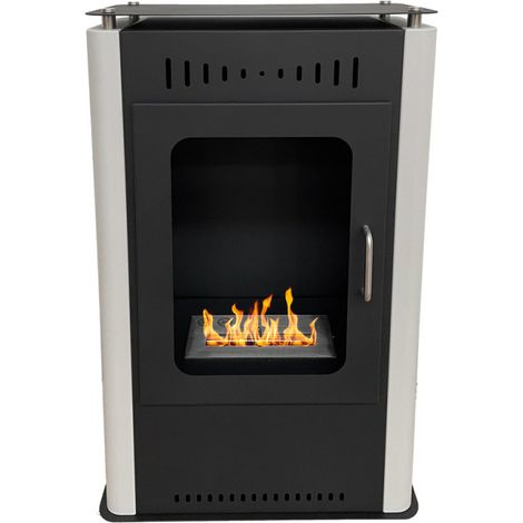 Stufa a Bioetanolo 1,2L da Pavimento 3,4 kW in Acciaio Inox Bianco