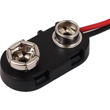 Pinzas para batería - Conectores de 9V - Proyectos de electrónica - Conexión sencilla - Cable de 15 cm - Negro y rojo (1/4)