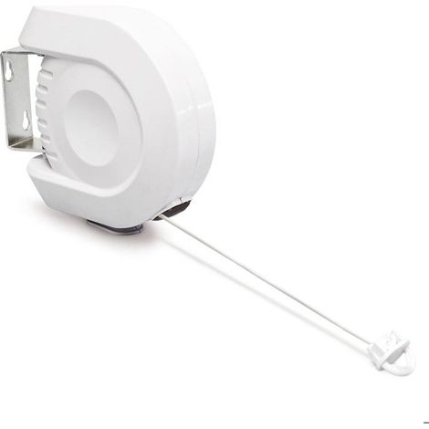 (blanc, argenté)Relaxdays Corde à linges rétractable, 12 m, étendoir, usage intérieur/ extérieur, Séchoir, fil à linge, plastique, blanc (1/5)