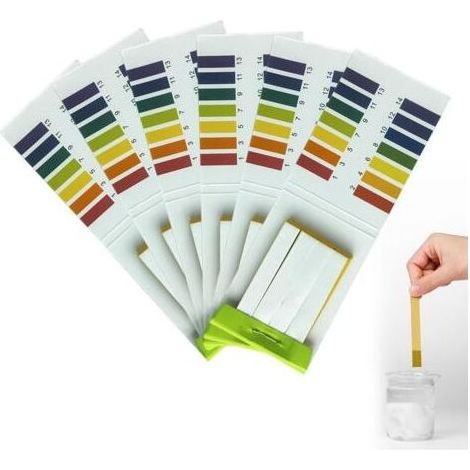 Bandelettes de Test pH, Testeur de pH, Indicateur de pH, Papier pH pour Eau, Sol, Boissons et Substances (1/5)