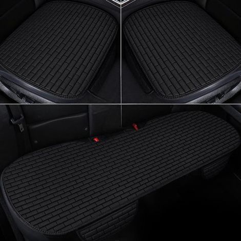 Cuscino per sedile auto per sedili anteriori e posteriori, coprisedile universale, traspirante e antiscivolo, protezioni per sedili auto per auto, SUV e camion, set da tre pezzi in nero e rosso (1/5)