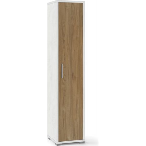 Colonna 1 Anta 39L x 41P x h182 – Finitura Bianco Opaco e Legno Noce – Sarmog (1/3)