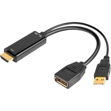 Câble adaptateur HDMI vers Displayport femelle 4 K60HZ Moniteur HD Câble de conversion HDMI vers DP, (1/4)