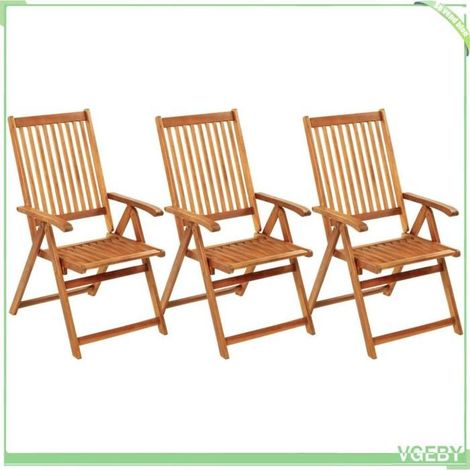 Chaises pliables de jardin - FAFEICY - 3064096 - Bois d'acacia massif - 5 positions - Coussins inclus (1/5)