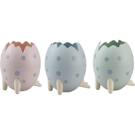 Organizador de escritorio de 3 piezas con forma de huevo de dinosaurio, portalápices y organizador de material de oficina, rosa, verde y azul, para el hogar y el aula. (1/5)