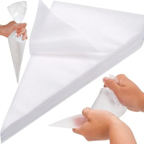 Pack of 100 large professional disposable piping bags for decorating and baking pastries and cakes (transparent) (1/4)