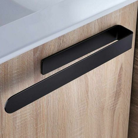 Black Bathroom Towel Rack Stainless Steel Towel Holder Sticky Towel Rack, 37cm (1/5)