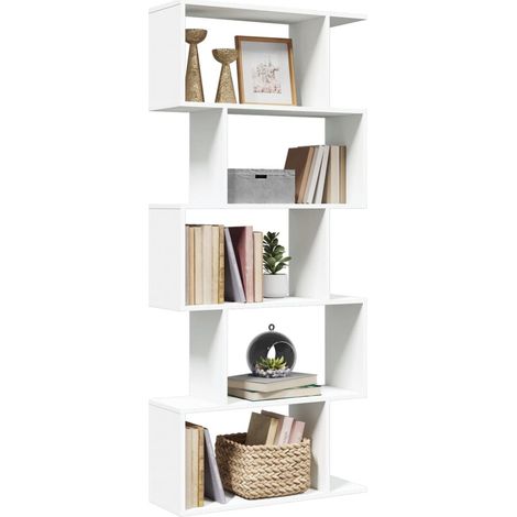 Raumteiler Bücherregal 5-stufig Weiß 70x24x161 cm Holzwerkstoff