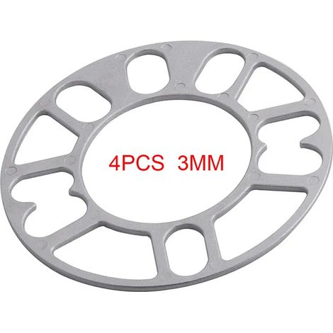 Quatre entretoises universelles en alliage d'aluminium pour moyeu de roue de voiture, de tailles 3 mm, 5 mm, 8 mm et 10 mm, adaptées aux moyeux de roue 4x100, 4x114,3, 5x100, 5x108, 5x114,3 et 5x120.