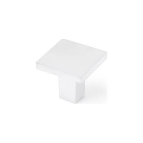 Pomo para Mueble Estilo Contemporáneo Fabricado en Zamak Acabado en Blanco mate Medidas 303028 mm Sistema de Fijación Atornillado Incluye Tornillos M4 1 Unidad
