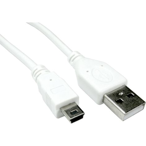 Câbles USB RS PRO, Mini USB B vers USB A, Blanc, 2m ( Prix pour 1 )