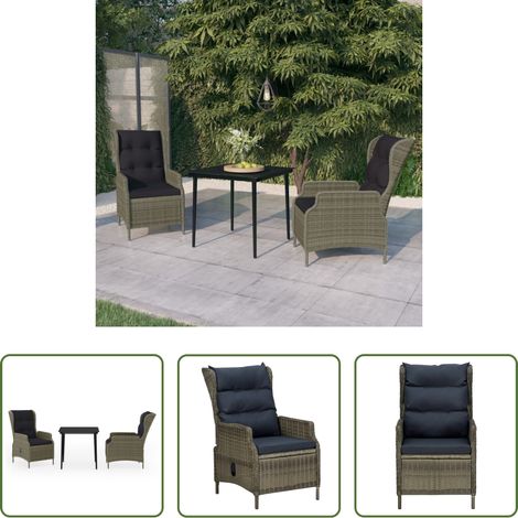 vidaXL Table de jardin - Ensemble à manger de jardin 3 pcs Marron (1/5)
