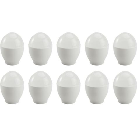 Sollbry Lot de 10 Mini Cuiseurs à Œufs à Micro-ondes en Pp Blanc, Porte-œuf Antiadhésif pour Cuisson Vapeur des Œufs la Coque la Maison (1/5)