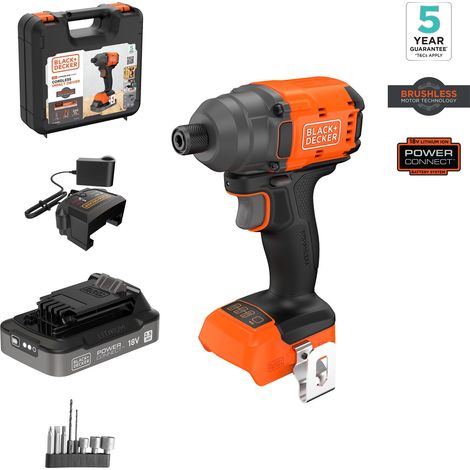 Avvitatore ad Impulsi Black & Decker BLIM78E1K 18V 1/4" con Batteria e Valigetta