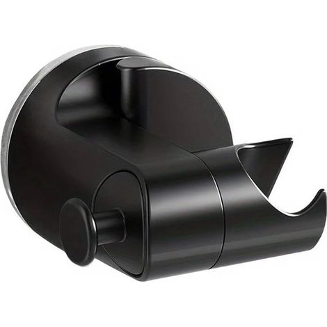 Longziming - Support de pommeau de douche - Barre d'appui de douche - Accessoire de salle de bain - Ventouse - Angle réglable - Universel 18-23 mm - Installation sans perçage - Noir (1/5)