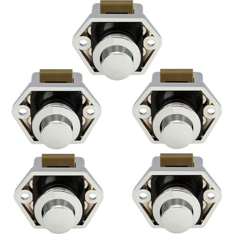 RV Push Button - 5 Pcs Camper Van Cabinet Door Latch Latch Button (Chrome)