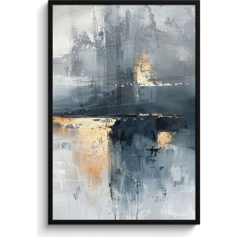 AFFICHE ENCADRÉE Art - Gris - Or - Abstrait Decoration Murale Peinture 80x120 (1/5)