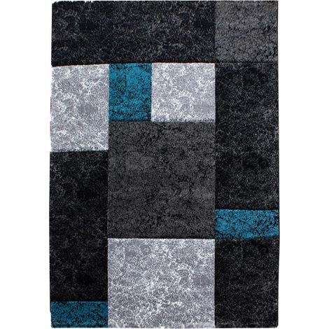 Tapis de couloir CARARELLE 80x300 turquoise et gris (1/3)