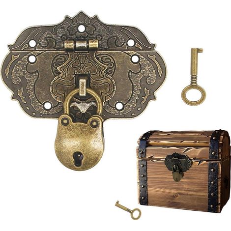 Antikverschluss Eisen 76x57mm Antikbronze mit Schrauben für Holzboxen
