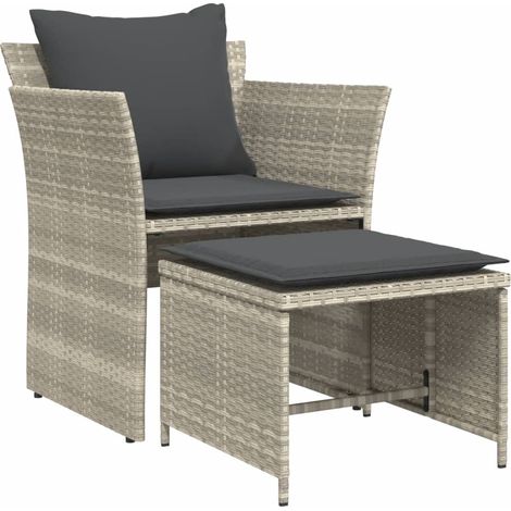 Maison Exclusive - Gartenstuhl mit Fußhocker Hellgrau Poly Rattan