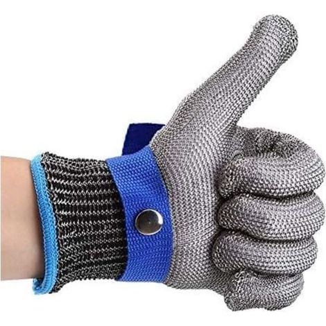 (Xl) Gant De Boucher En Cotte De Maille Acier Inoxydable Resistant Coupe Haute Performance Niveau 5 Protection Taille (Pas Une Paire) (1/5)