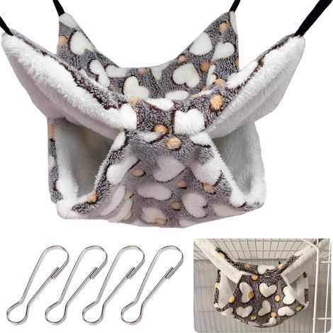 Hamac Pour Rongeurs - Design Double Couche En Peluche Douce Avec Crochets - Pour Lapins Chinchillas Furets écureuils - 1 Pièce (1/5)