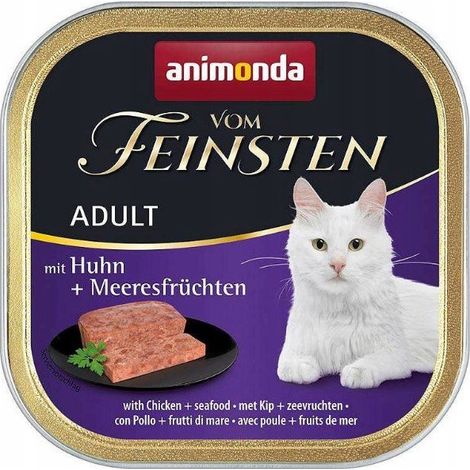 Animonda Cat  Vom Feinsten Adulto  Alimento húmedo para gatos adultos - Bandeja de 100 g - Pollo y mariscos 100 g