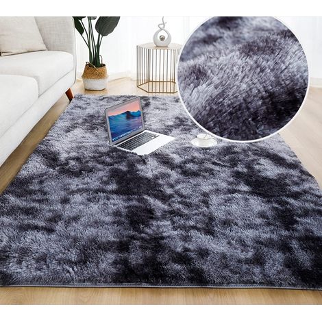 AGE Tapis de Maison Moderne ChambreDoux décoration de Fourrure SalonsMoelleux antidérapant en Peluche (Gris foncé,80x120cm) (1/5)