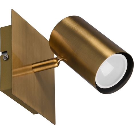 Wandleuchte schwenkbar Innen Wandlampe Strahler Deckenstrahler 1 Flammig Messing, in altmessing, 1x GU10, LxBxH 12 x 12 x 15 cm