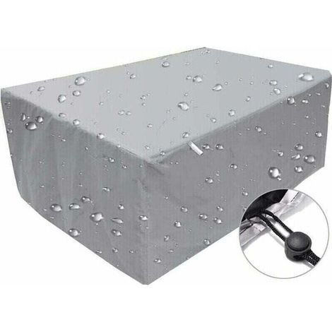 Funda para muebles de exterior, impermeable, resistente al viento y a los rayos UV, lona protectora rectangular de tejido Oxford 210D plateado - 255 x 130 x 80 cm (1/4)