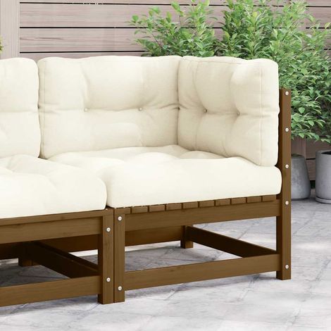 Garten-Ecksofa mit Creme Kissen Massivholz Kiefer (1/5)