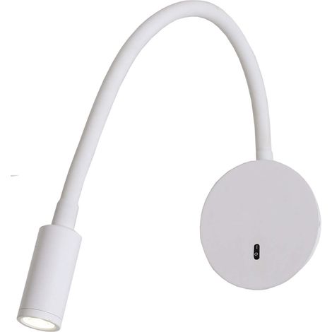 Lámpara de pared blanca para lectura con brazo flexible, interruptor de luz cálida, LED 3W SENISE Light Prestige