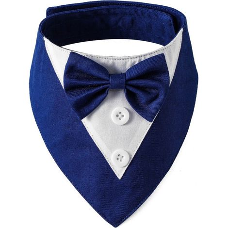 Filiyano-Bandana bleu S pour chien, collier de cérémonie avec nœud papillon, bandana de mariage et tenue d'anniversaire ajustable, smoking pour (1/5)
