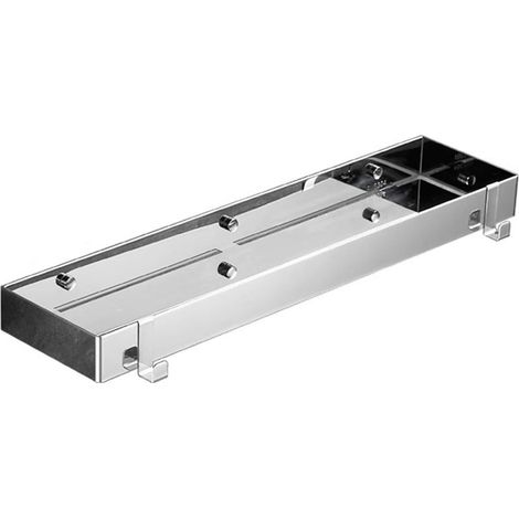 Rechteckiges Wandregal aus Edelstahl mit 2 schwebenden Haken, silberfarben, für die Badewanne – 30 cm