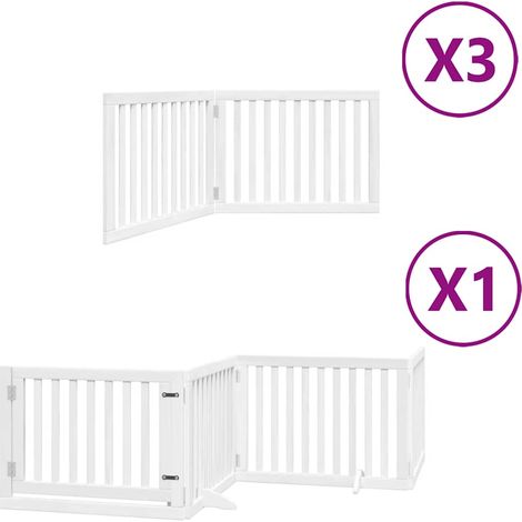 Barrière pour chien porte pliable 10 panneaux bois de peuplier (1/5)