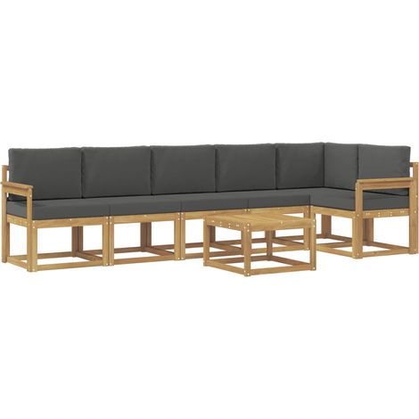 Set di divani da esterno 7 pcs Bianco e Antracite Poliestere vidaXL