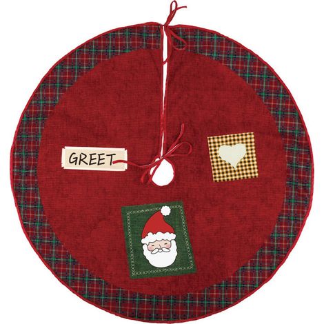 Arbre De Noël - Jupe Pour Arbre De Noël 60 Cm - Rouge - Tissu Velours Doux - Pour Arbre Jusqu'à 120 Cm - 1 Pièce (1/2)