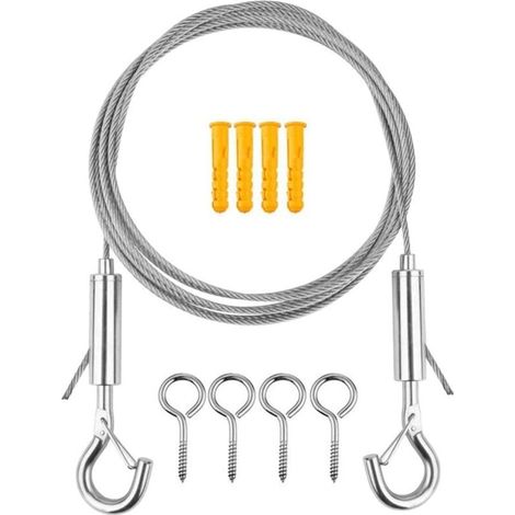 m Edelstahl-Gardinendraht – Robustes Kabel mit 4 Schraubhaken – Für Holz- und Metallfenster – Einfache Montage