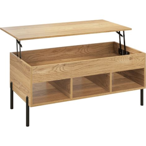 Mesa de centro elevable multifuncional 100 x 50 x 45 cm con espacio de almacenamiento oculto moderna y acogedora fabricada en madera de ingeniería natural 200020735