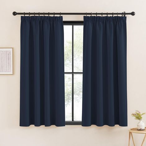 Lot de 2 Rideau Occultant Galon Fronceur Anti UV Isolation Thermique Polyester pour Cuisine Chambre