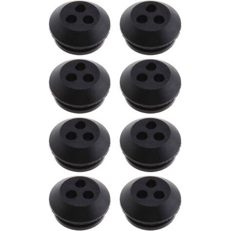 Lot de 8 joints de réservoir de carburant à 3 trous en caoutchouc noir, diamètre de trou de 5 mm, pour remplacement de souffleur, débroussailleuse, tondeuse à gazon (1/5)